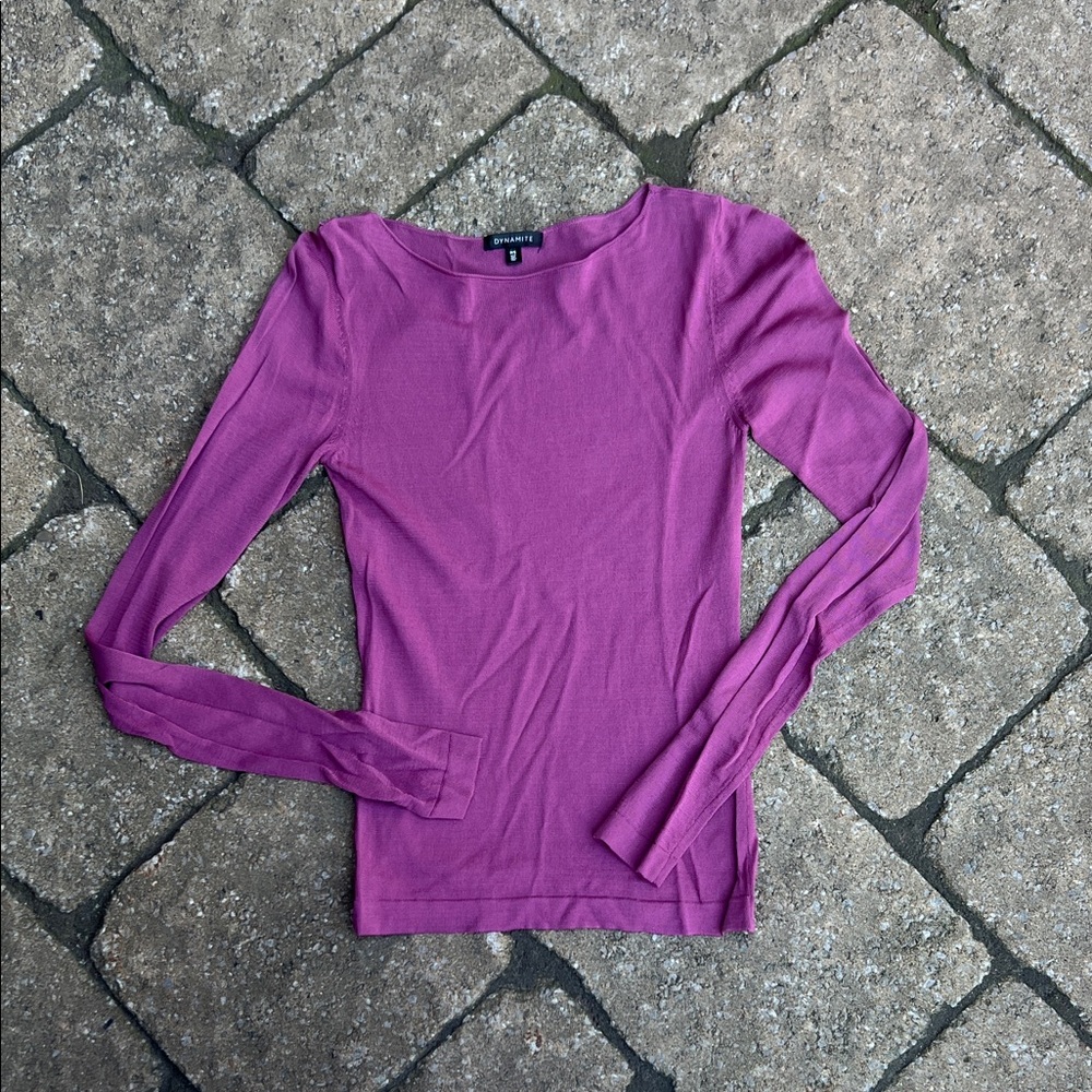 Dynamite Magenta mesh Long Sleeve top